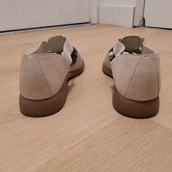 Mootsies Tootsies Suede Leather Cream Stretch Elastic Cute Sandal Shoe Size 8.5m - Picture 5 of 9